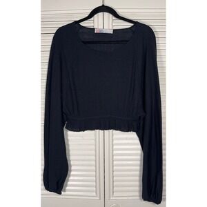 Free‎ People FP Beach Cinched Waist Gauzy Billowy Sleeve Crop Top Size S